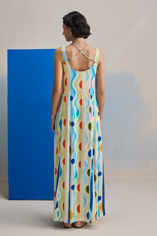 Maxi Dress for Contemporary Wear - Aqua Marina Club Ripple Maxi Dress by Zazu at Mrs. G