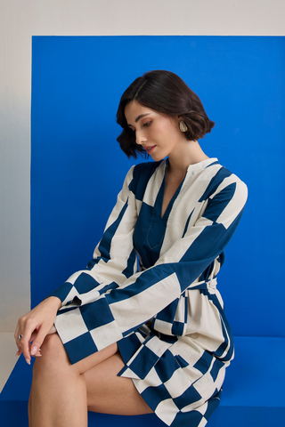 Short Dress for Contemporary Wear - Navy Marina Club Riviera Short Dress by Zazu at Mrs. G