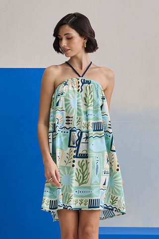 Short Dress for Contemporary Wear - Mint Marina Club Coastal Short Dress by Zazu at Mrs. G