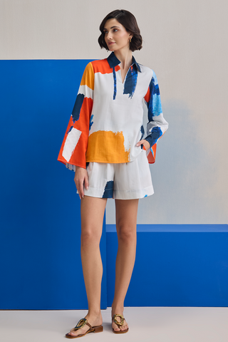 Shorts Set for Contemporary Wear - Azure Marina Club Tide Shorts Set by Zazu at Mrs. G