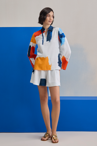 Shorts Set for Contemporary Wear - Azure Marina Club Tide Shorts Set by Zazu at Mrs. G