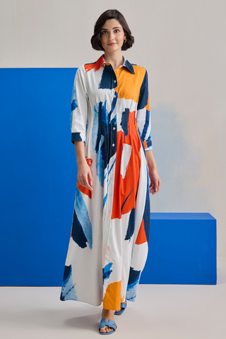 Maxi Dress for Contemporary Wear - Azure Marina Club Tide Maxi Dress by Zazu at Mrs. G