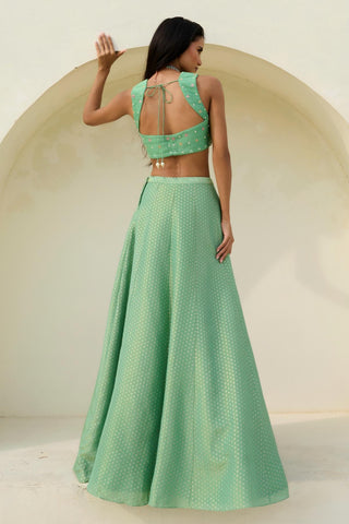 Lehenga Indian Wedding - Green Mina Lehenga by Chamee & Palak