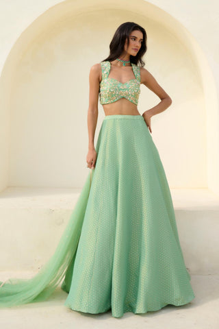 Lehenga Indian Wedding - Green Mina Lehenga by Chamee & Palak