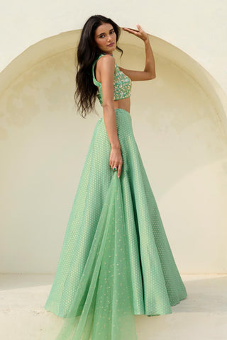Lehenga Indian Wedding - Green Mina Lehenga by Chamee & Palak