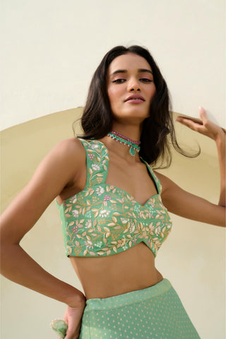 Lehenga Indian Wedding - Green Mina Lehenga by Chamee & Palak