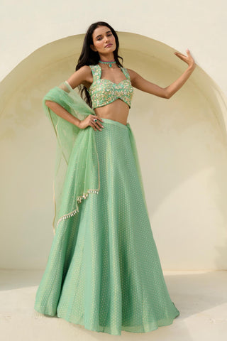 Lehenga Indian Wedding - Green Mina Lehenga by Chamee & Palak