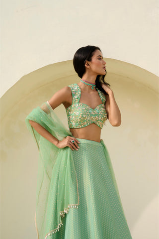 Lehenga Indian Wedding - Green Mina Lehenga by Chamee & Palak