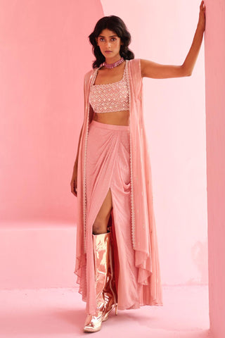 Jacket Set Traditional Wear - Pink Ines Jacket Set by Chamee & Palak