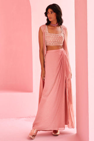 Jacket Set Traditional Wear - Pink Ines Jacket Set by Chamee & Palak