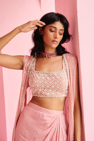 Jacket Set Traditional Wear - Pink Ines Jacket Set by Chamee & Palak