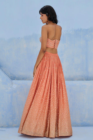 Lehenga Indian Wedding - Peach Melisa Lehenga by Chamee & Palak