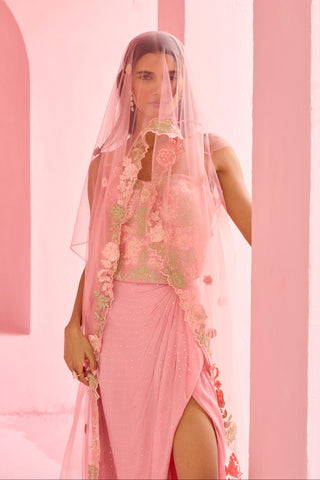 Cape Set Traditional Wear - Pink Esita Cape Set by Chamee & Palak