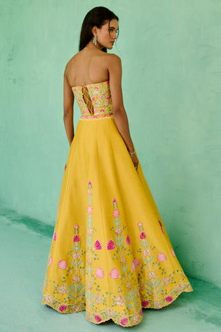 Lehenga Indian Wedding - Yellow Falak Lehenga by Chamee & Palak