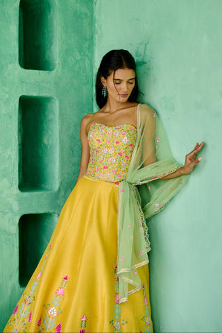 Lehenga Indian Wedding - Yellow Falak Lehenga by Chamee & Palak