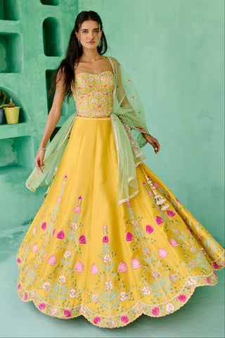 Lehenga Indian Wedding - Yellow Falak Lehenga by Chamee & Palak