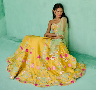 Lehenga Indian Wedding - Yellow Falak Lehenga by Chamee & Palak