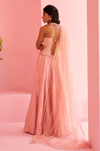 Lehenga Indian Wedding - Peach Amal Lehenga by Chamee & Palak