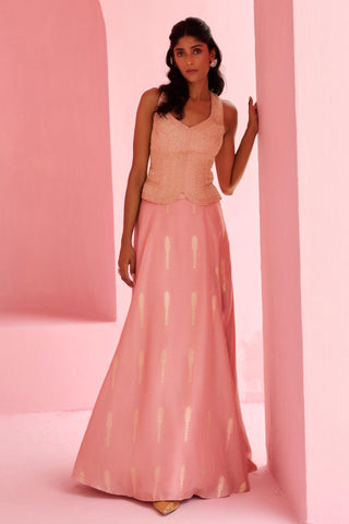Lehenga Indian Wedding - Peach Amal Lehenga by Chamee & Palak