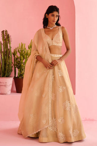 Lehenga Indian Wedding - Beige Adah Lehenga by Chamee & Palak