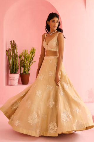Lehenga Indian Wedding - Beige Adah Lehenga by Chamee & Palak