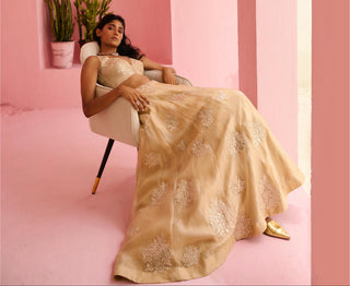 Lehenga Indian Wedding - Beige Adah Lehenga by Chamee & Palak