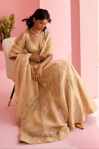Lehenga Indian Wedding - Beige Adah Lehenga by Chamee & Palak