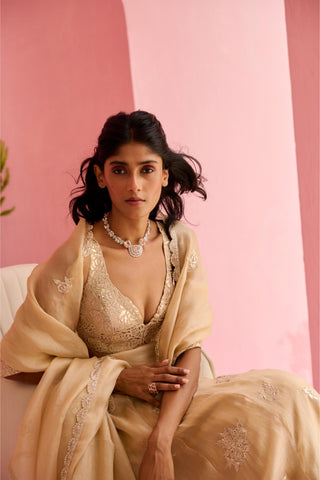 Lehenga Indian Wedding - Beige Adah Lehenga by Chamee & Palak