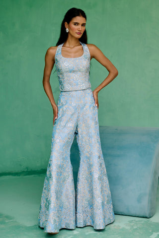 Palazzo Set Traditional Wear - Blue Mahin Palazzo Set by Chamee & Palak