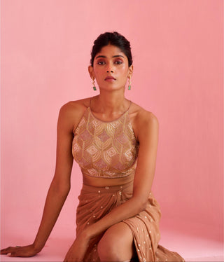 Slit Skirt Set Traditional Wear - Brown Noor Skirt by Chamee & Palak