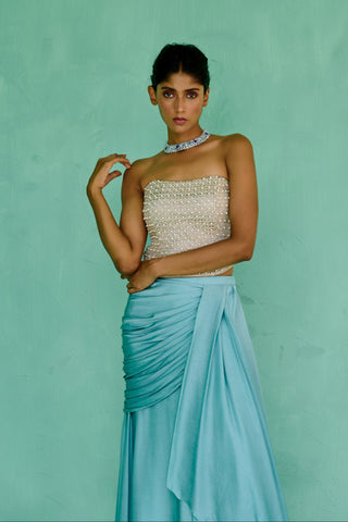 Corset Traditional Wear - Blue Zoha Corset by Chamee & Palak