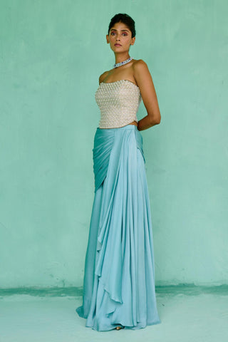 Corset Traditional Wear - Blue Zoha Corset by Chamee & Palak