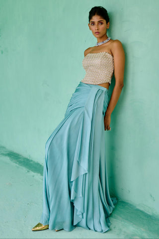 Corset Traditional Wear - Blue Zoha Corset by Chamee & Palak