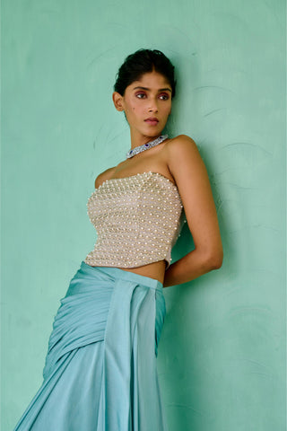 Corset Traditional Wear - Blue Zoha Corset by Chamee & Palak