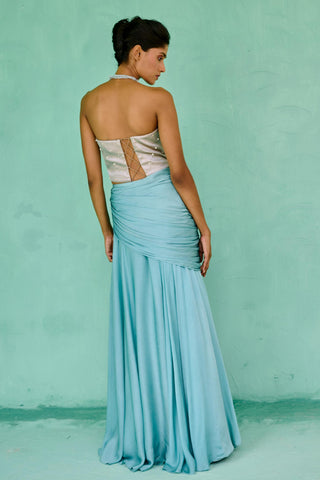 Corset Traditional Wear - Blue Zoha Corset by Chamee & Palak