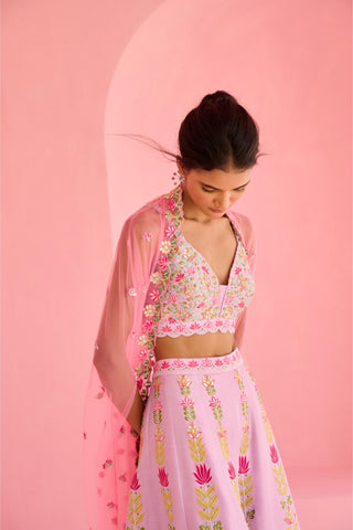 Cape Set Traditional Wear - Pink Ghazal Cape Set by Chamee & Palak
