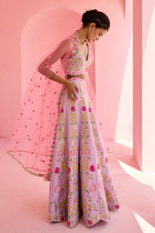 Cape Set Traditional Wear - Pink Ghazal Cape Set by Chamee & Palak