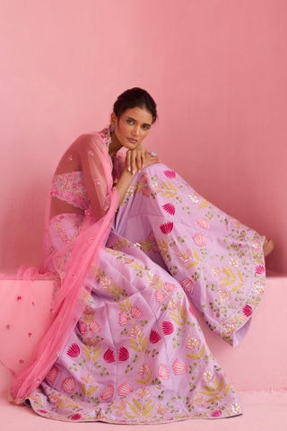 Cape Set Traditional Wear - Pink Ghazal Cape Set by Chamee & Palak