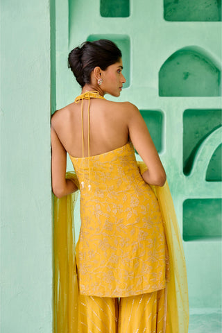 Sharara Set Indian Wedding - Yellow Fiza Sharara Set by Chamee & Palak