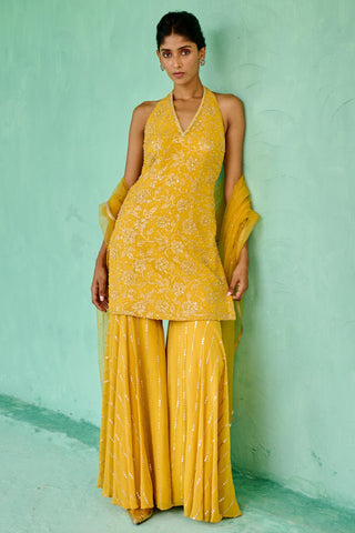 Sharara Set Indian Wedding - Yellow Fiza Sharara Set by Chamee & Palak