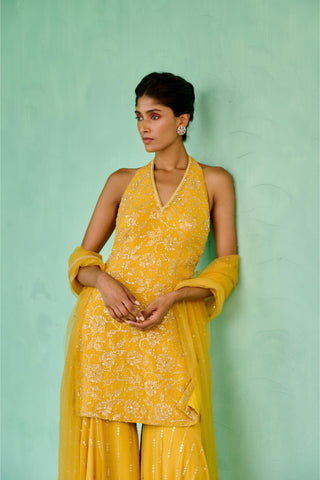 Sharara Set Indian Wedding - Yellow Fiza Sharara Set by Chamee & Palak