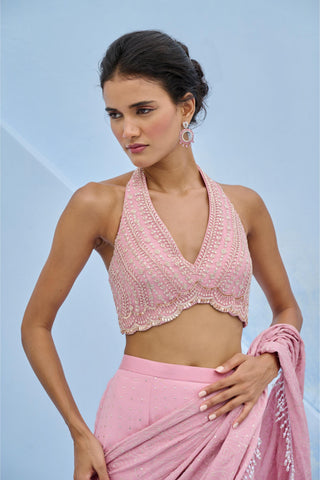 Pre Drape Saree Indian Wedding - Pink Razia Saree by Chamee & Palak