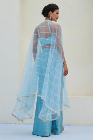 Cape Set Traditional Wear - Blue Lara Cape Set by Chamee & Palak