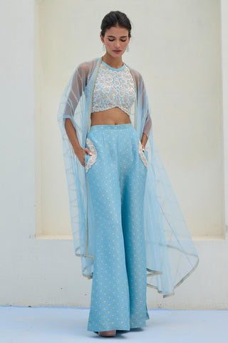 Cape Set Traditional Wear - Blue Lara Cape Set by Chamee & Palak