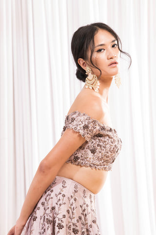 Purple floral design lehenga set