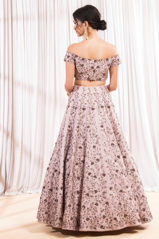 Purple floral design lehenga set