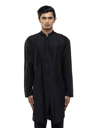 Black asymmetrical front kurta set