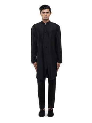 Black asymmetrical front kurta set