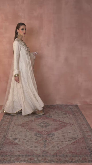 Offwhite bagh embroidered anarkali set