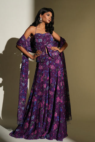 Palazzo Set Traditional Wear - Purple Florence Palazzo by Kiyohra